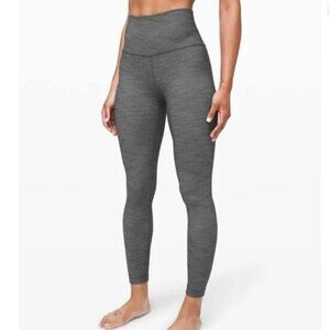 Lululemon Align Pant II 25” Yoga Mini Heathered Herringbone White Black Size 6